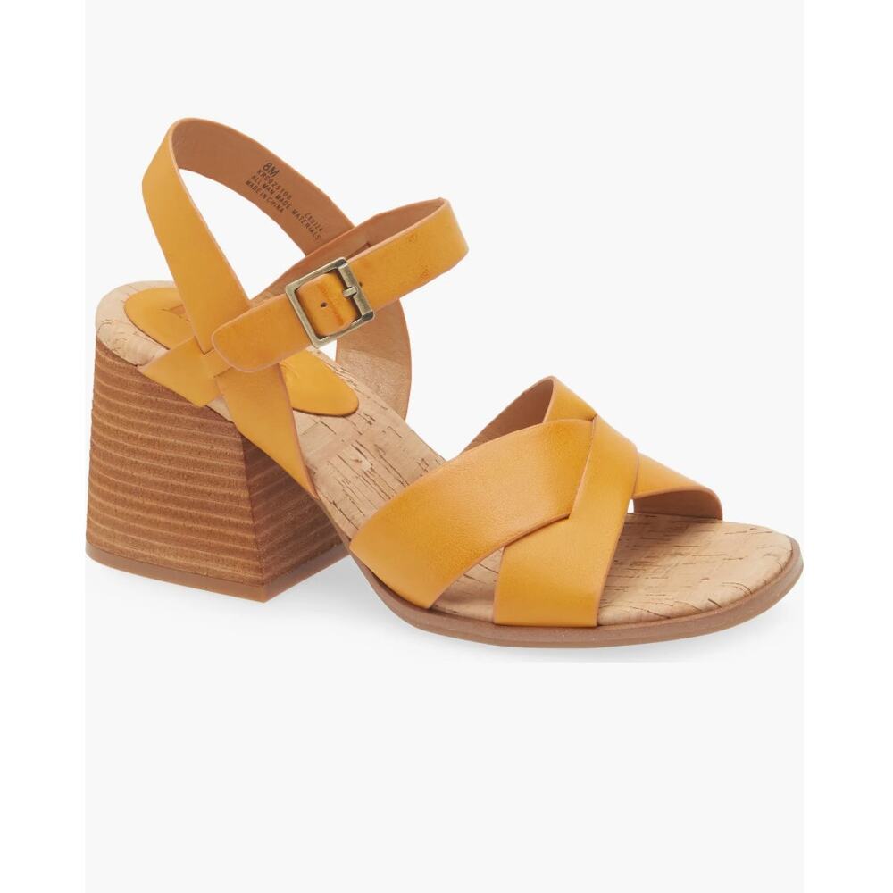 NEW Korks Pacye Block Heel Sandals Size 10 Orange Strappy Buckle‎ Ankle Strap